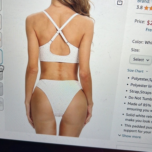 V neck tie knot bikini triangle two piece swimsuits - Picture 3 of 5